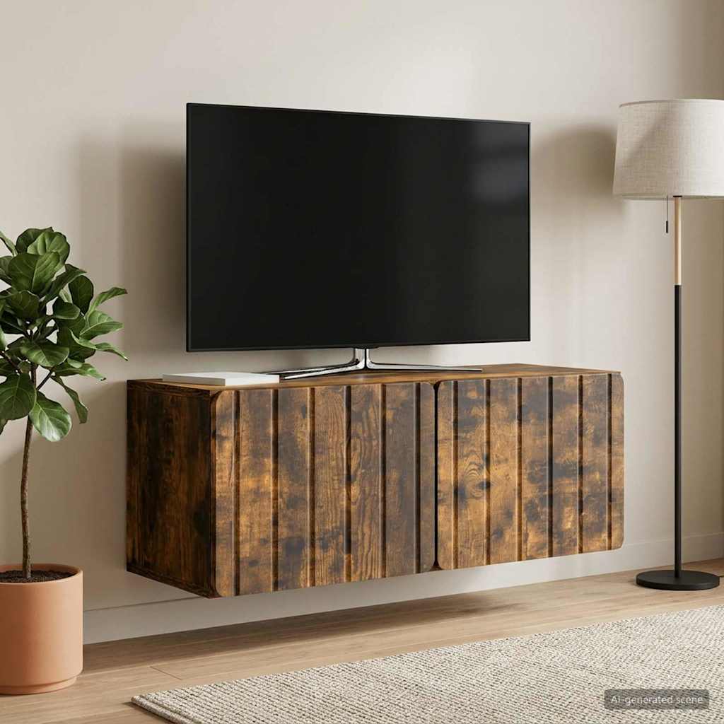 Væghængt TV-skab 78,5 x 31 x 30 cm Røget eg Konstrueret træ