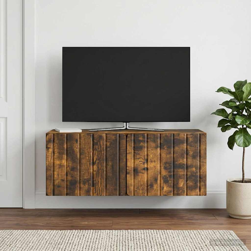 Væghængt TV-skab 78,5 x 31 x 30 cm Røget eg Konstrueret træ