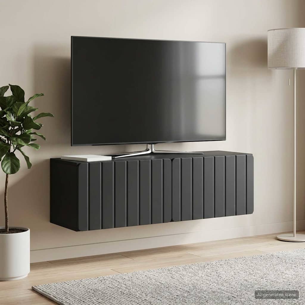 Væghængt TV-skab 98 x 31 x 30 cm Sort Konstrueret træ