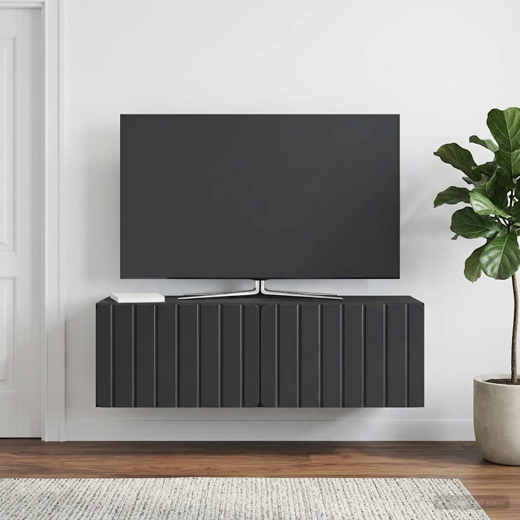 Væghængt TV-skab 98 x 31 x 30 cm Sort Konstrueret træ