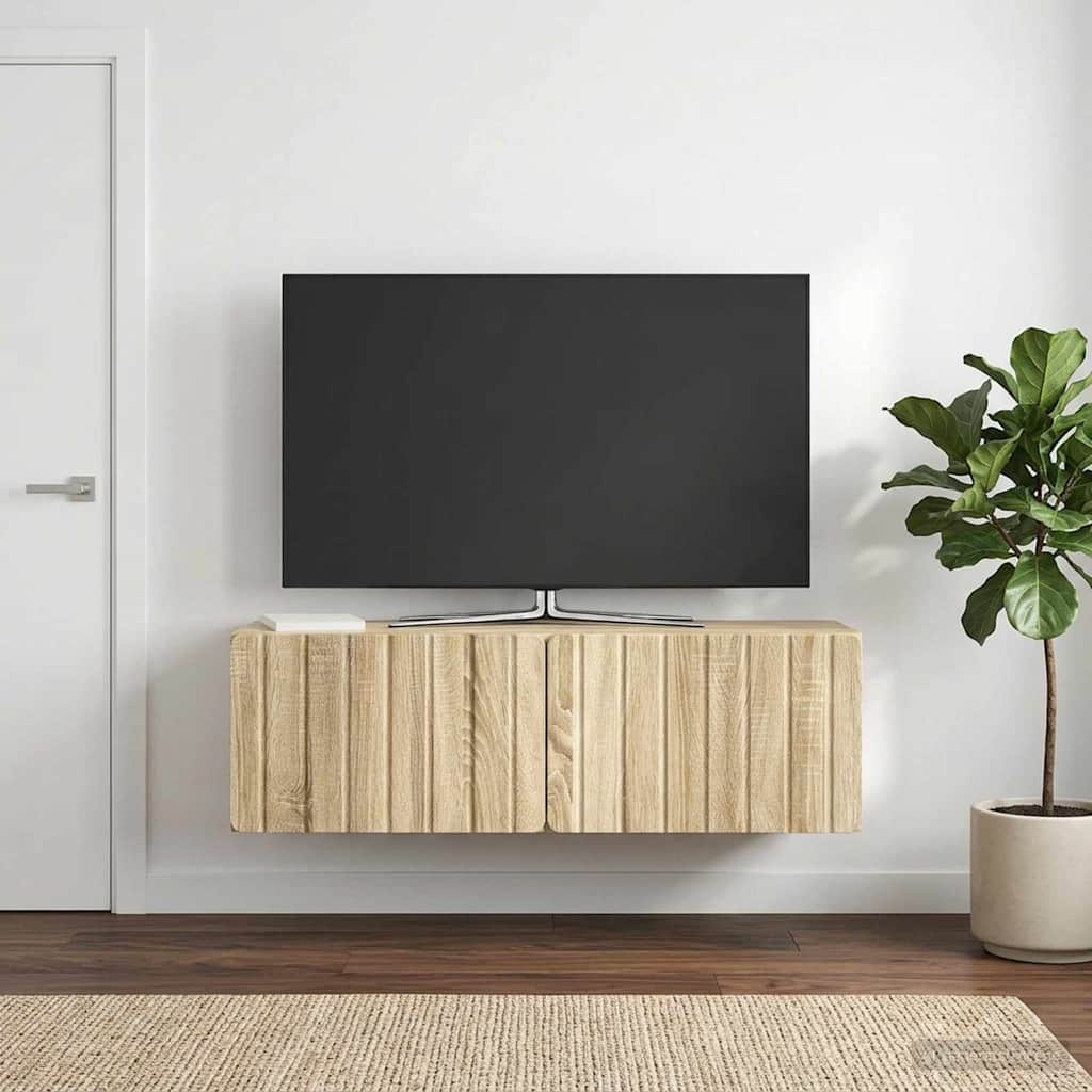 Væghængt TV-skab 98 x 31 x 30 cm Sonoma-eg Konstrueret træ
