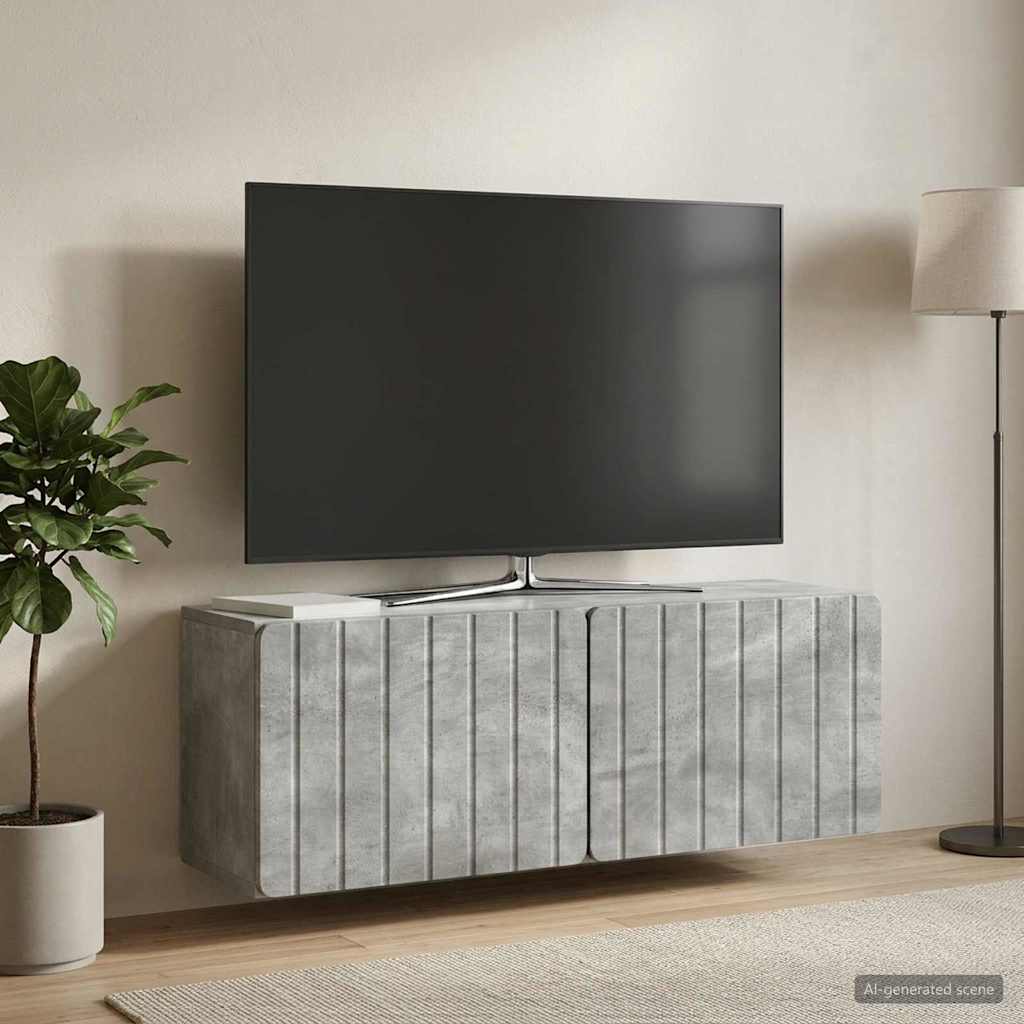 Væghængt TV-skab 98 x 31 x 30 cm Betongrå Konstrueret træ