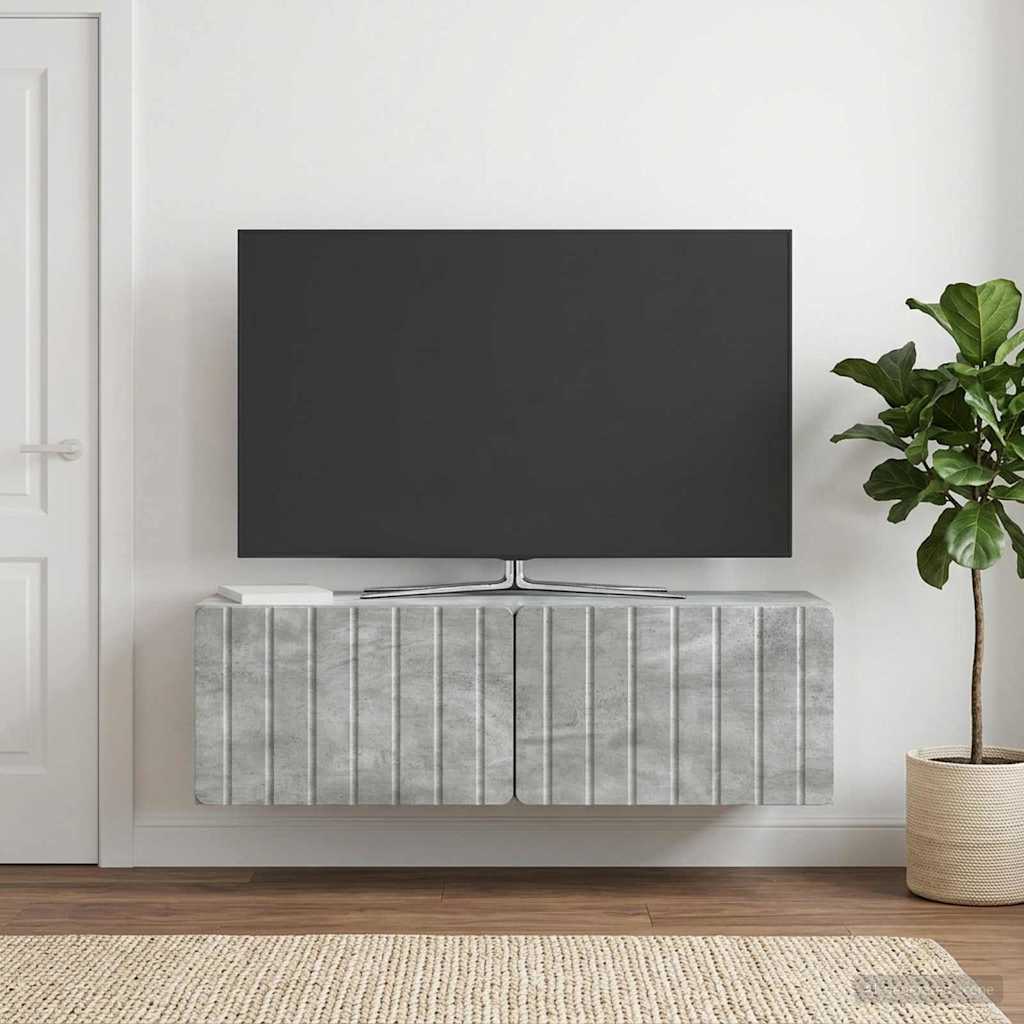 Væghængt TV-skab 98 x 31 x 30 cm Betongrå Konstrueret træ