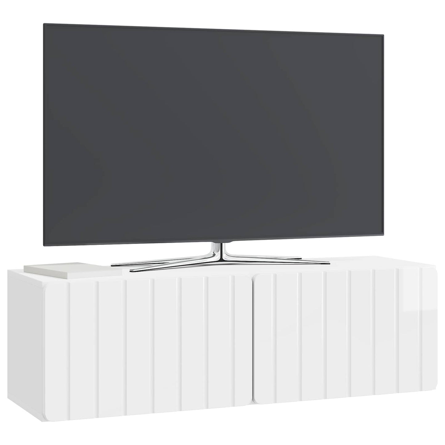 Væghængt TV-skab 98 x 31 x 30 cm Hvid højglans Konstrueret træ