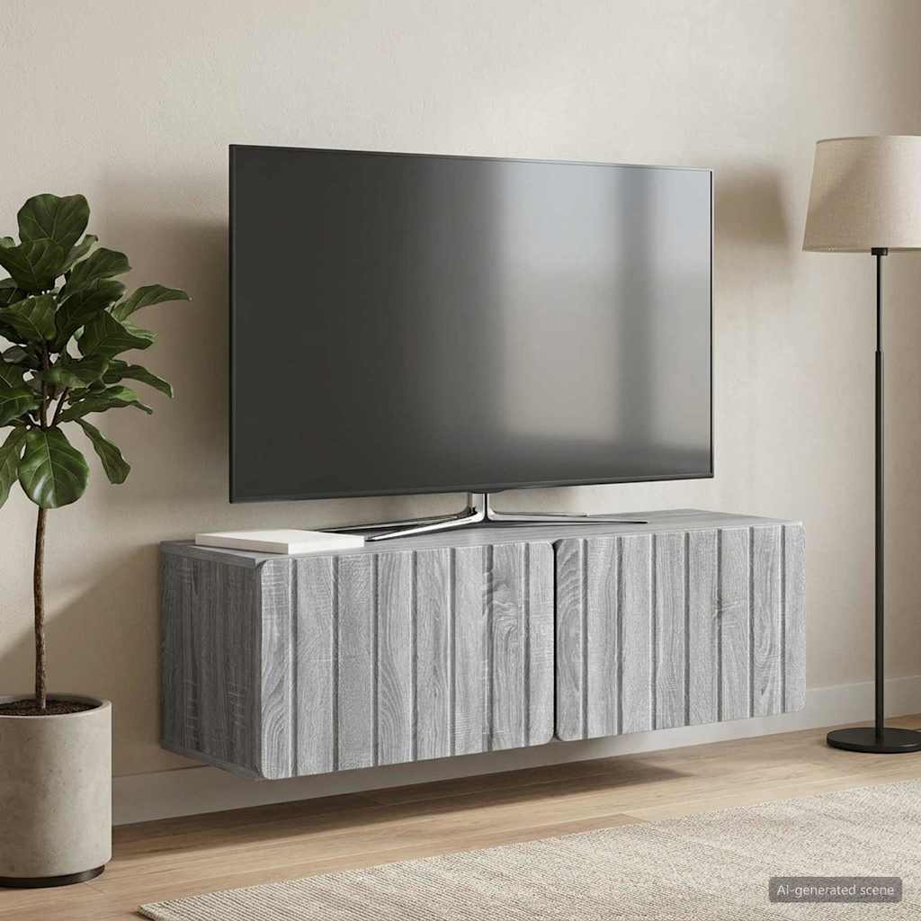 Væghængt TV-skab 98 x 31 x 30 cm Grå Sonoma Konstrueret træ