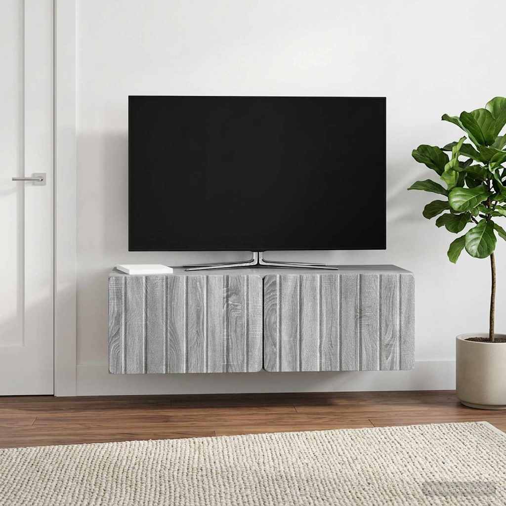 Væghængt TV-skab 98 x 31 x 30 cm Grå Sonoma Konstrueret træ