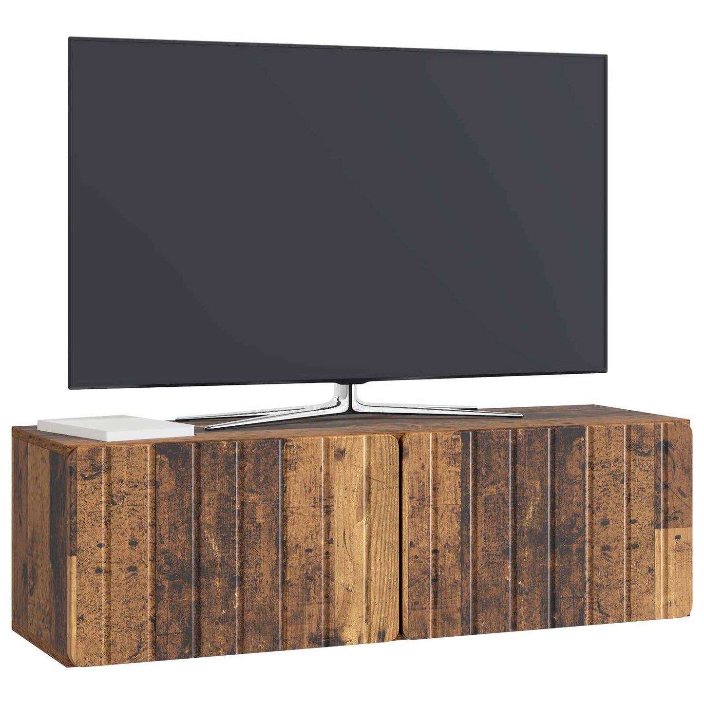 Væghængt TV-skab 98 x 31 x 30 cm Gammelt træ Konstrueret træ