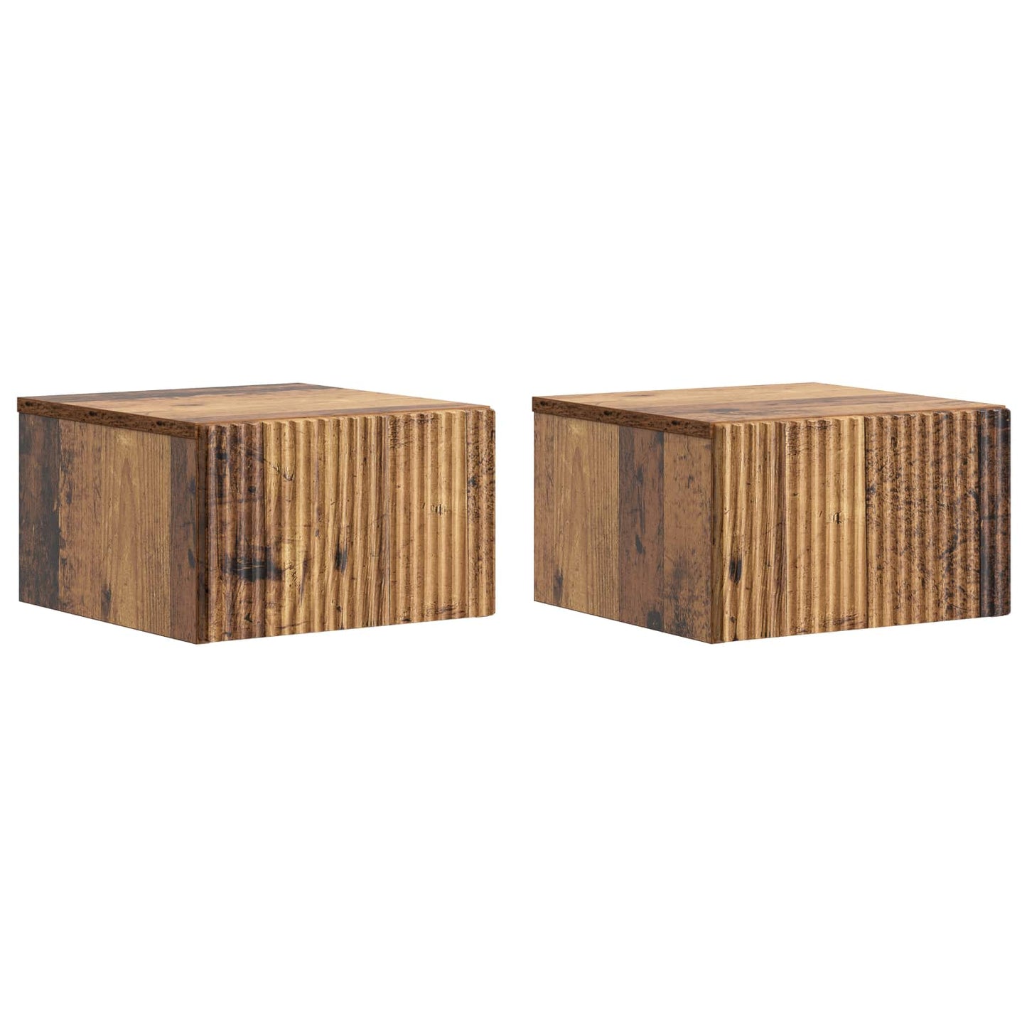 Væghængt Natbord med skuffe 2 pcs Gammelt træ 33 x 34,5 x 20 cm