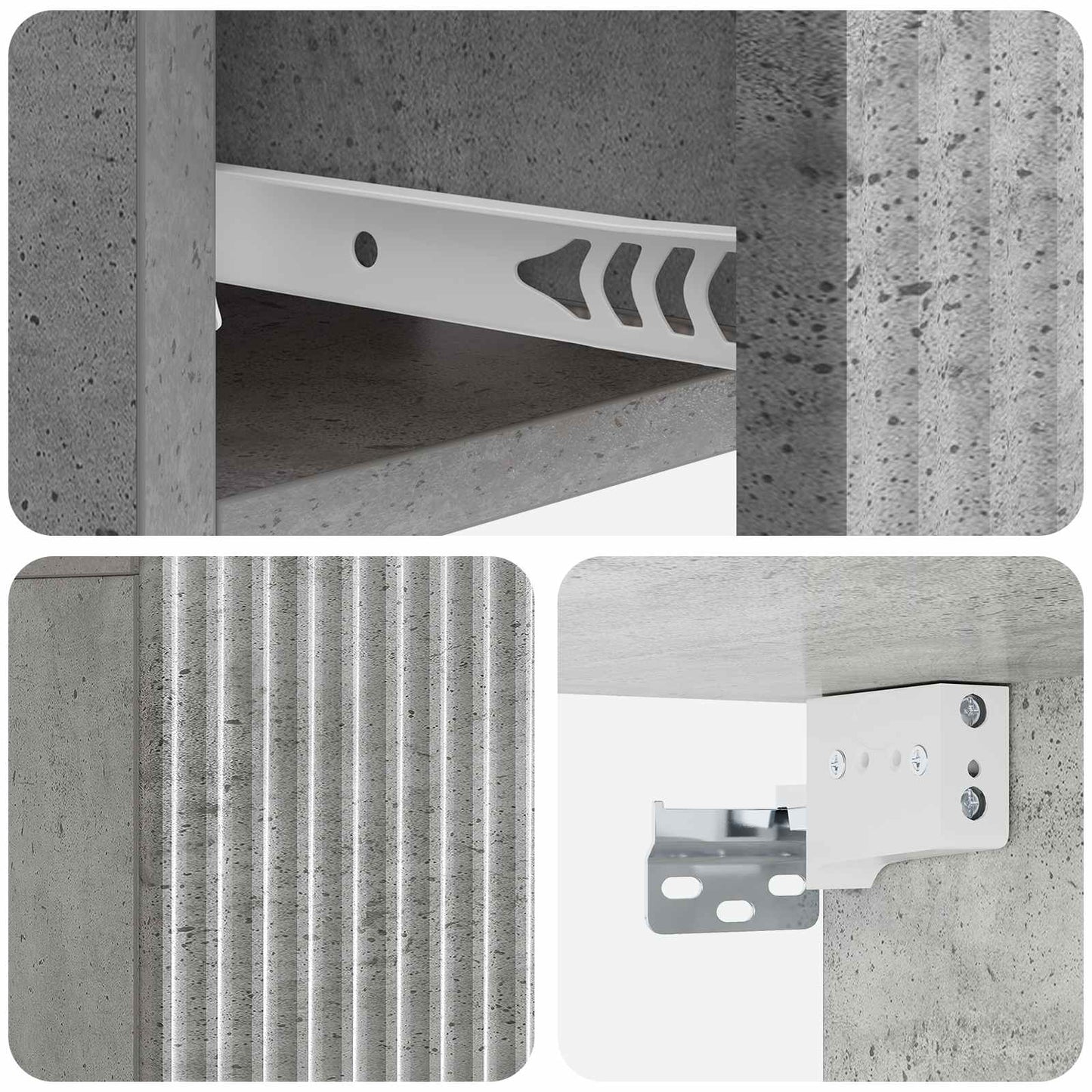 Væghængt Natbord med skuffe 2 pcs Betongrå 49 x 34,5 x 20 cm