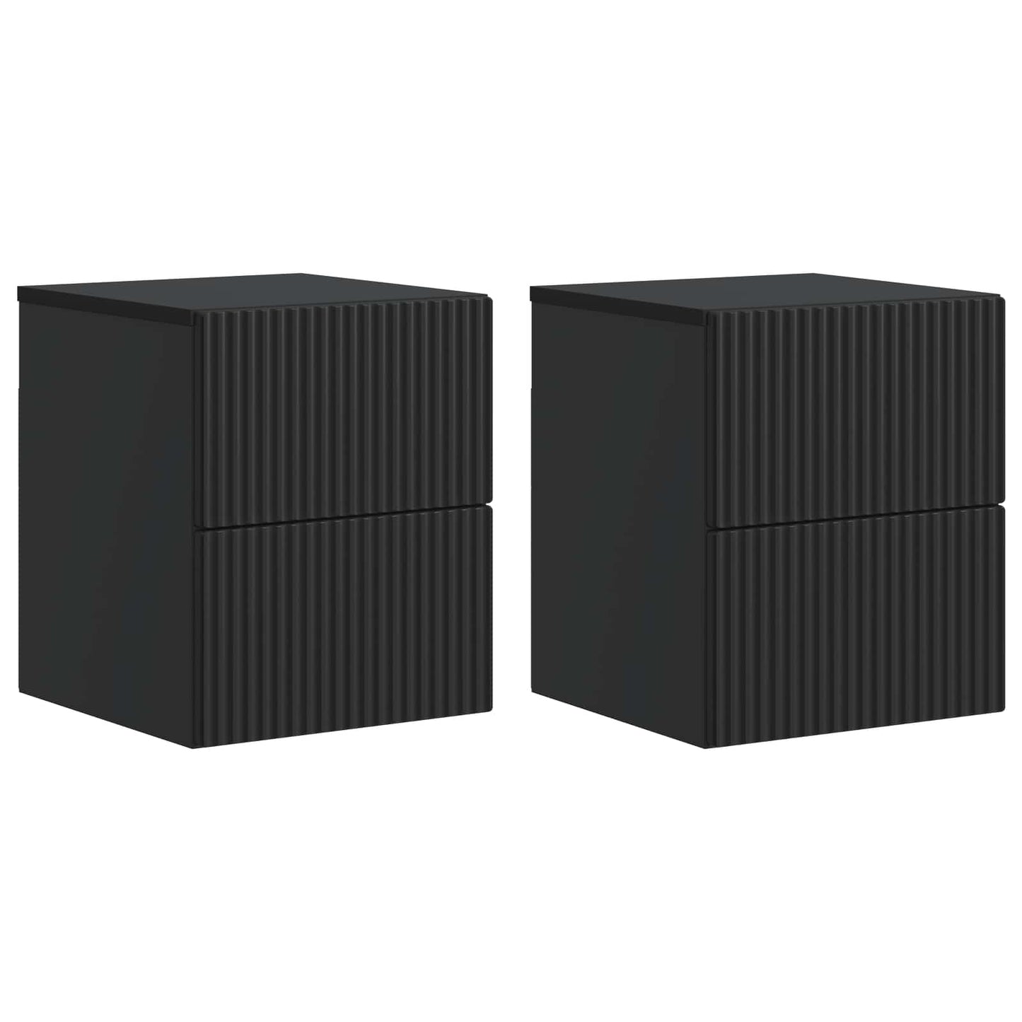 Væghængt Natbord 2 pcs Sort 33 x 34,5 x 40 cm Konstrueret træ