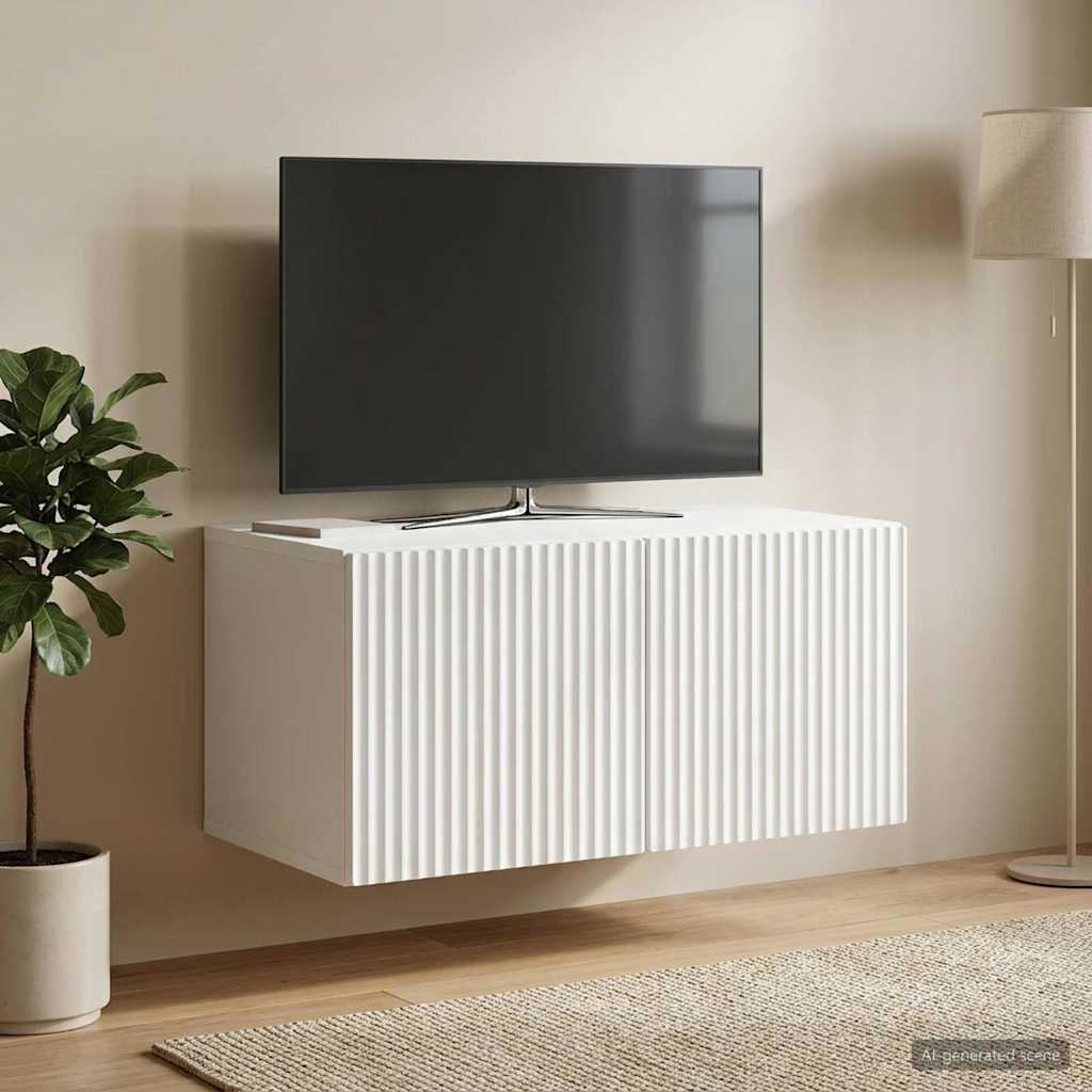 Væghængt TV-skab Hvid 59,5 x 41 x 30 cm Konstrueret træ