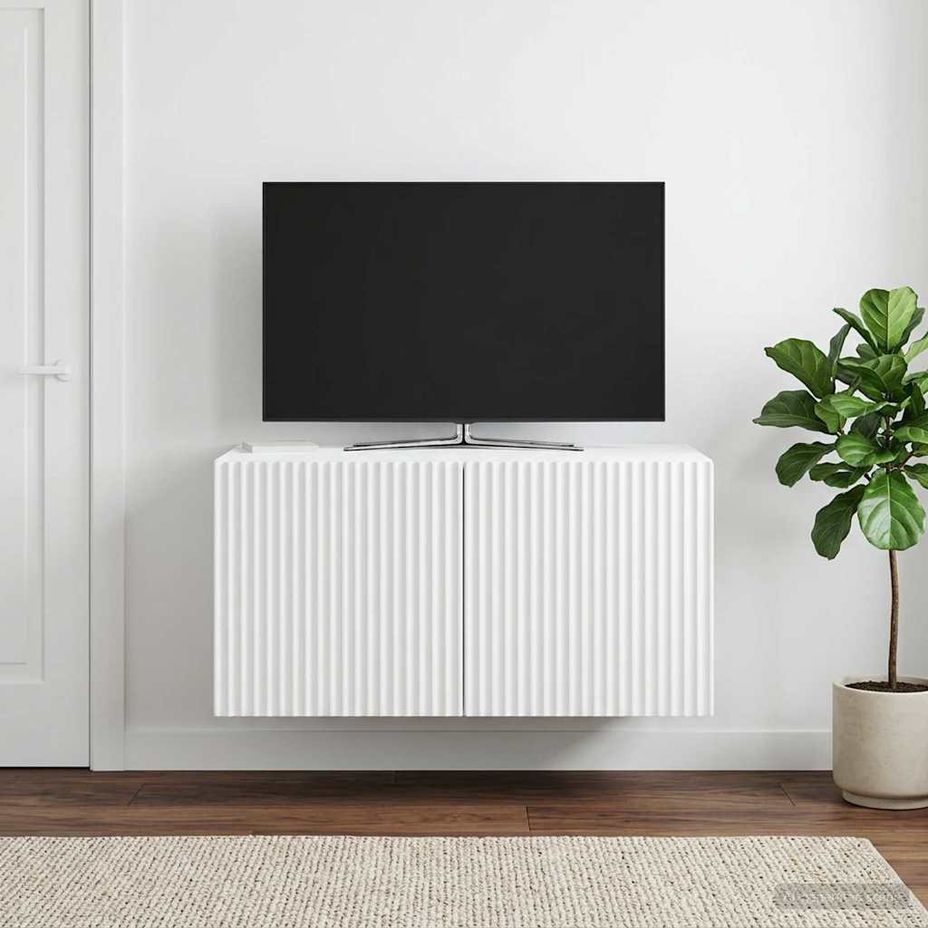 Væghængt TV-skab Hvid 59,5 x 41 x 30 cm Konstrueret træ