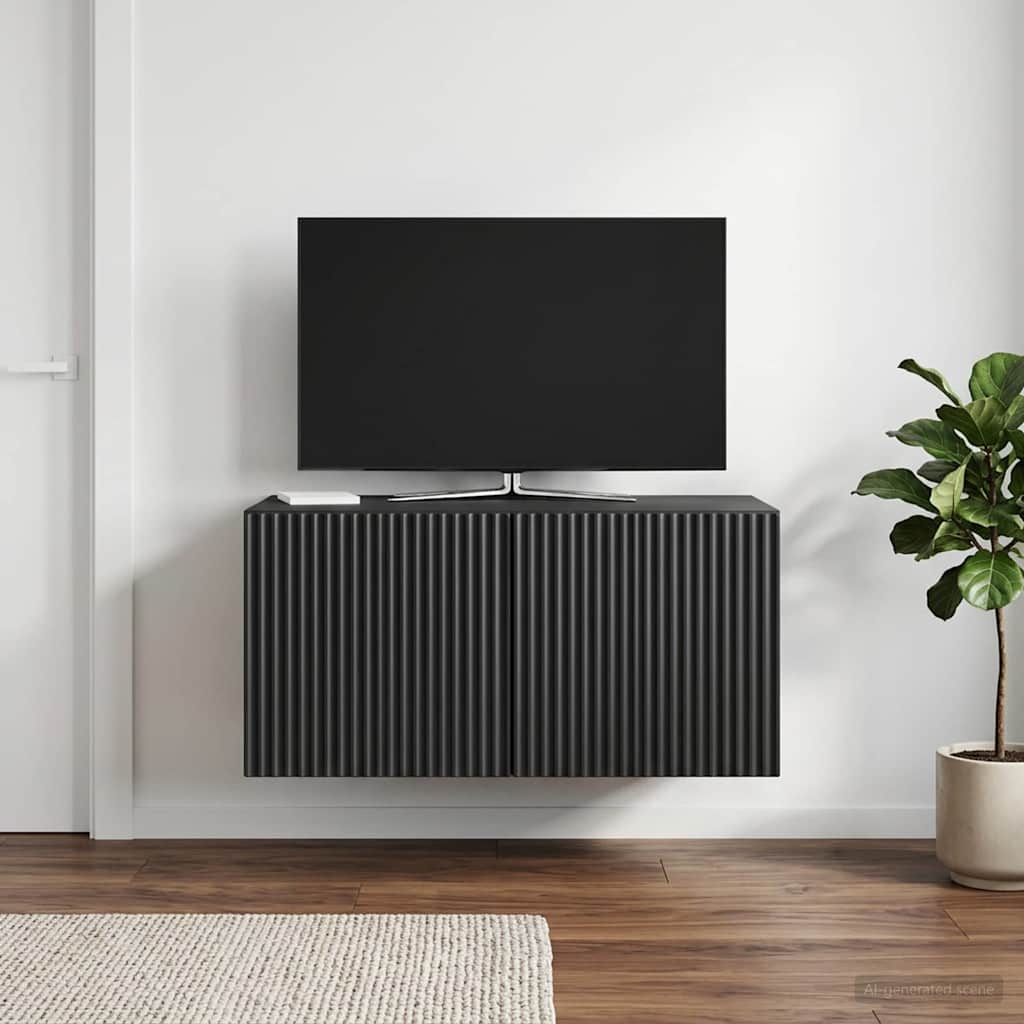 Væghængt TV-skab 59,5 x 41 x 30 cm Sort Konstrueret træ