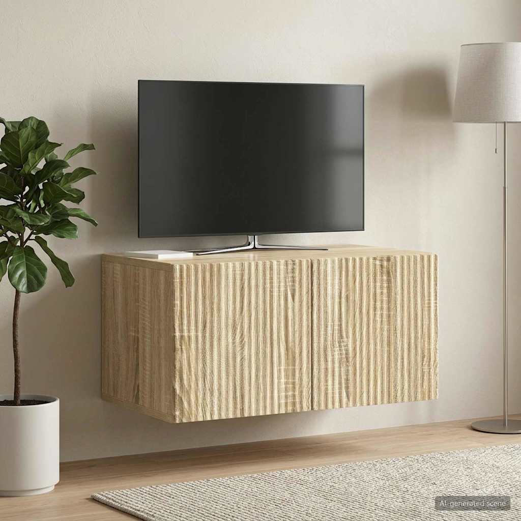 Væghængt TV-skab 59,5 x 41 x 30 cm Sonoma-eg Konstrueret træ