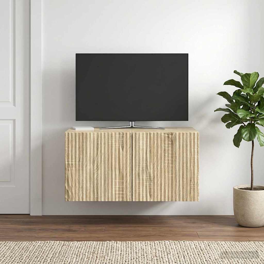 Væghængt TV-skab 59,5 x 41 x 30 cm Sonoma-eg Konstrueret træ