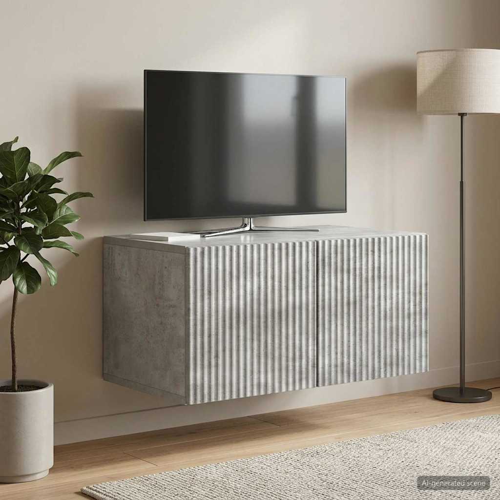 Væghængt TV-skab 59,5 x 41 x 30 cm Betongrå Konstrueret træ