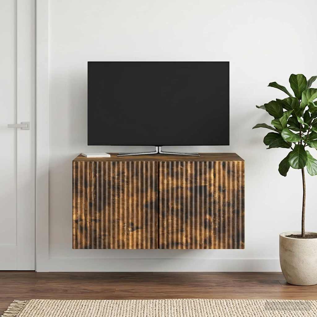 Væghængt TV-skab 59,5 x 41 x 30 cm Røget eg Konstrueret træ