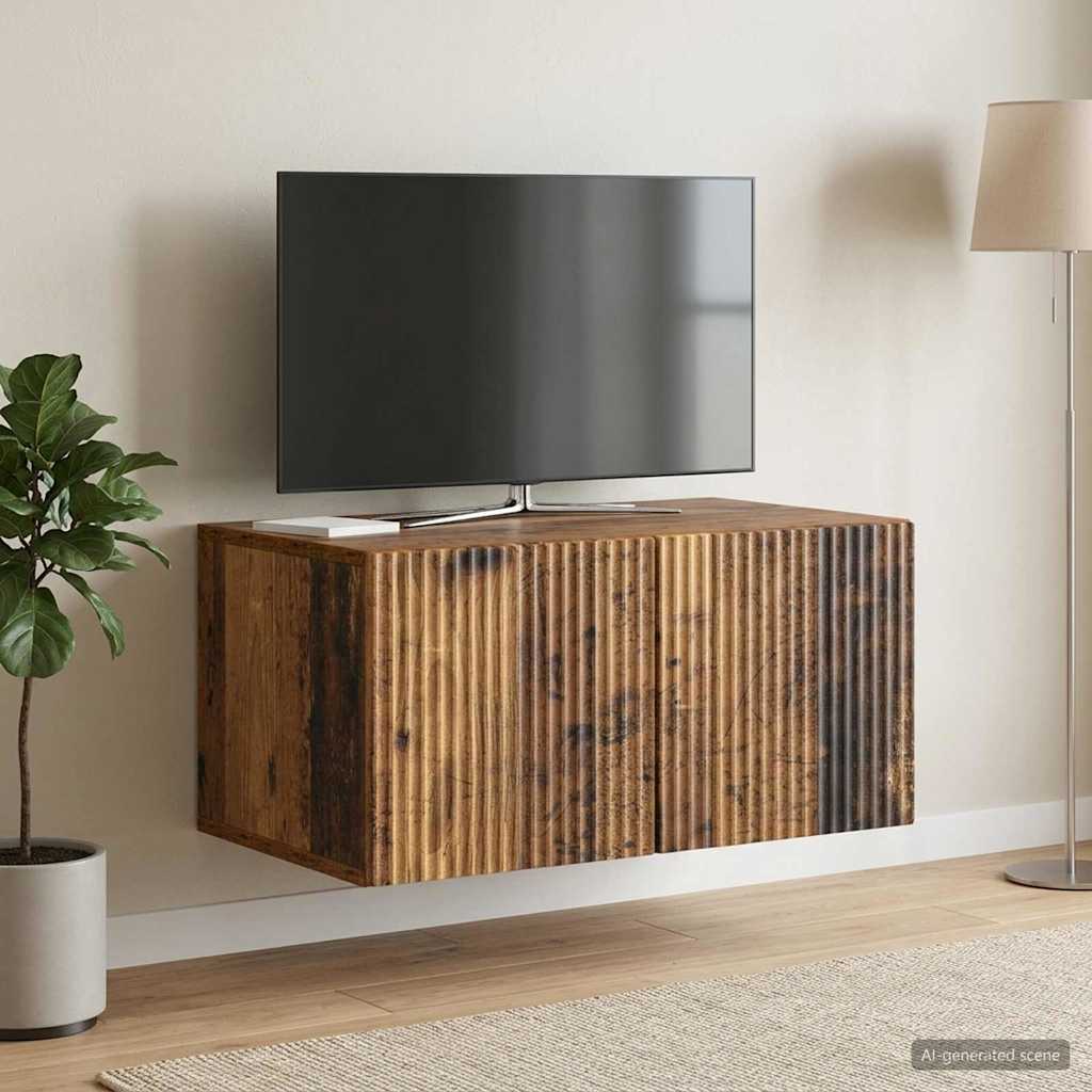 Væghængt TV-skab 59,5 x 41 x 30 cm Gammelt træ Konstrueret træ