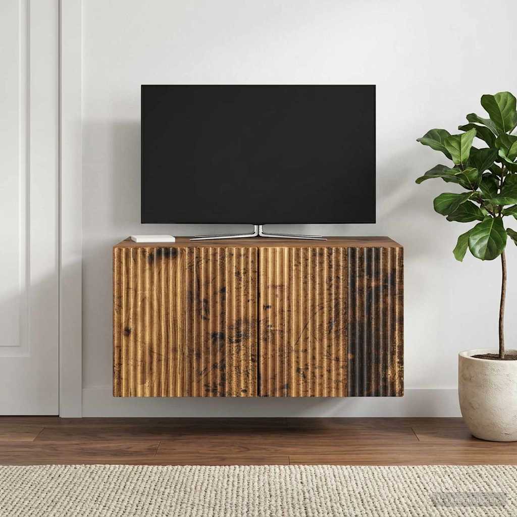 Væghængt TV-skab 59,5 x 41 x 30 cm Gammelt træ Konstrueret træ