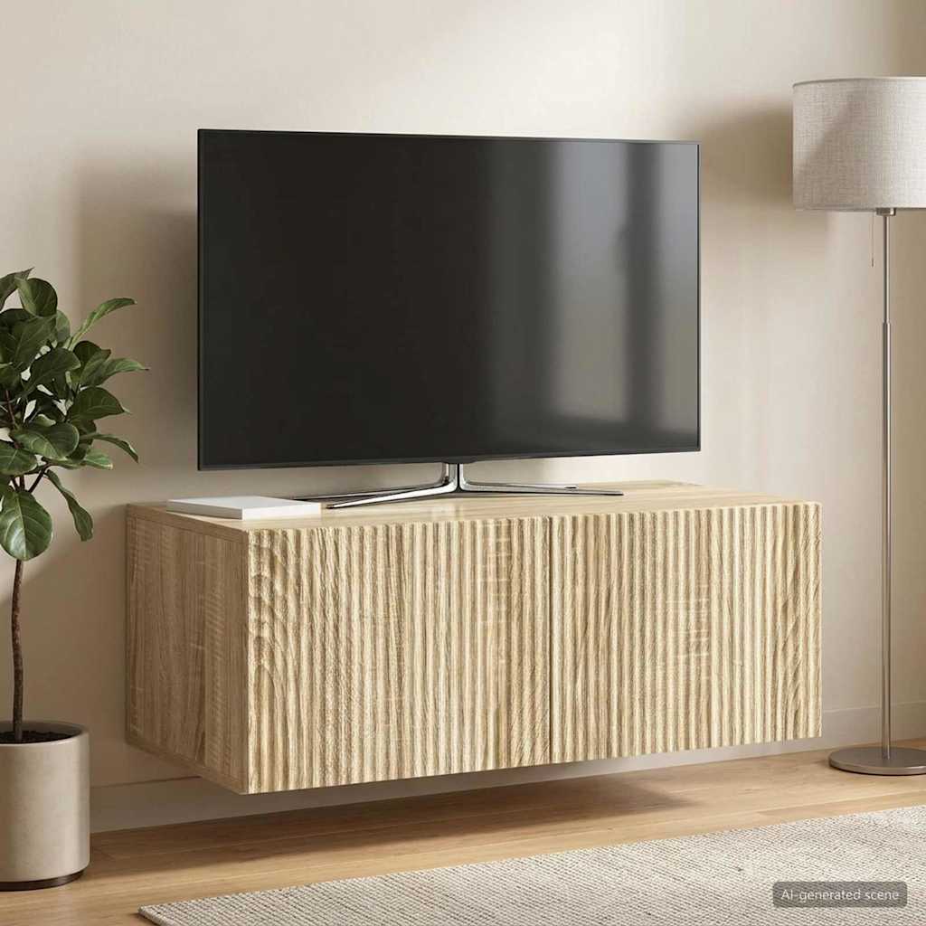 Væghængt TV-skab 78,5 x 41 x 30 cm Sonoma-eg Konstrueret træ