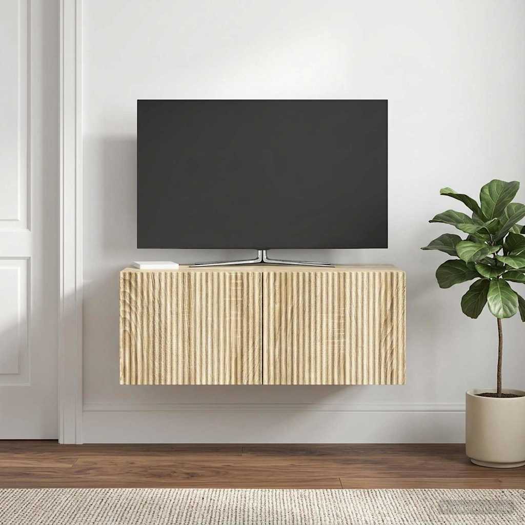 Væghængt TV-skab 78,5 x 41 x 30 cm Sonoma-eg Konstrueret træ