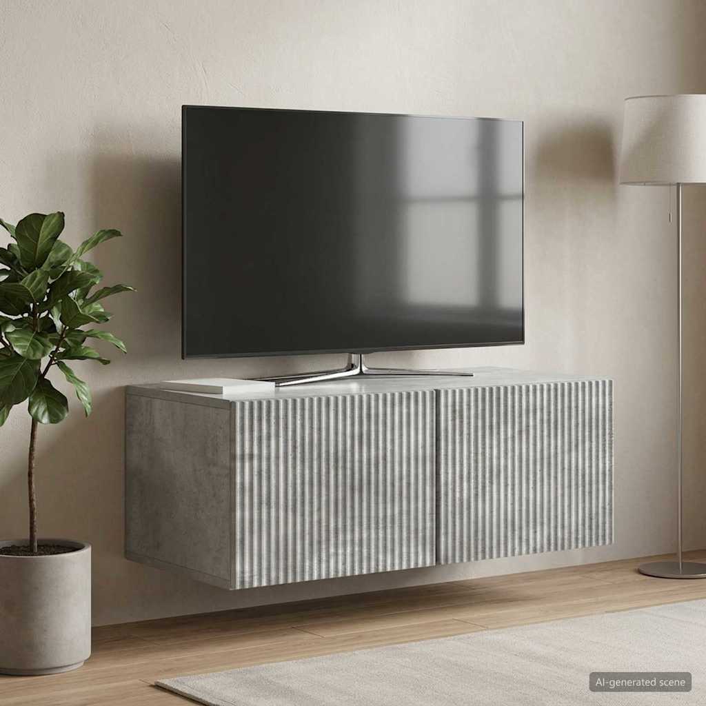 Væghængt TV-skab 78,5 x 41 x 30 cm Betongrå Konstrueret træ