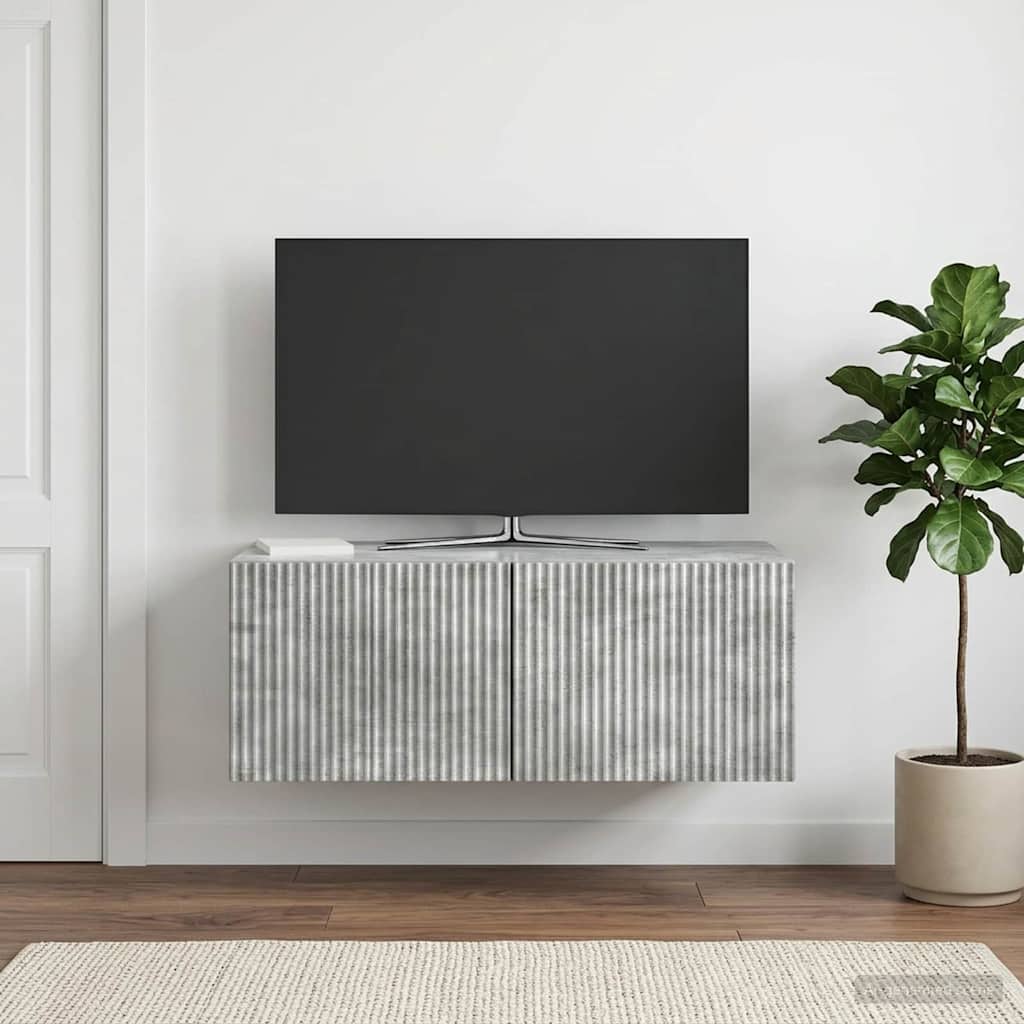 Væghængt TV-skab 78,5 x 41 x 30 cm Betongrå Konstrueret træ
