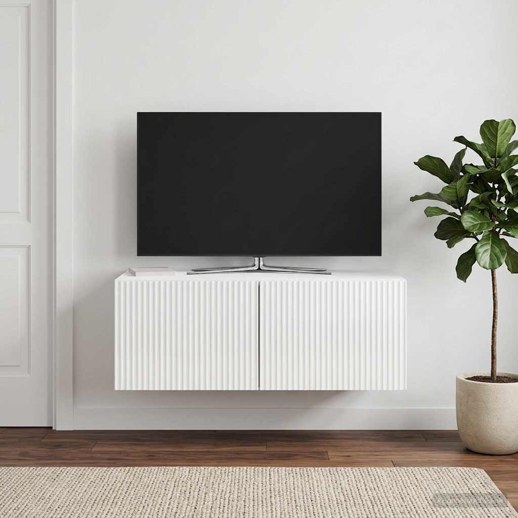 Væghængt TV-skab 78,5 x 41 x 30 cm Hvid højglans