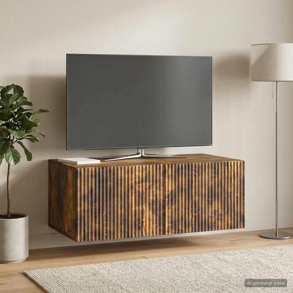 Væghængt TV-skab 78,5 x 41 x 30 cm Røget eg Konstrueret træ