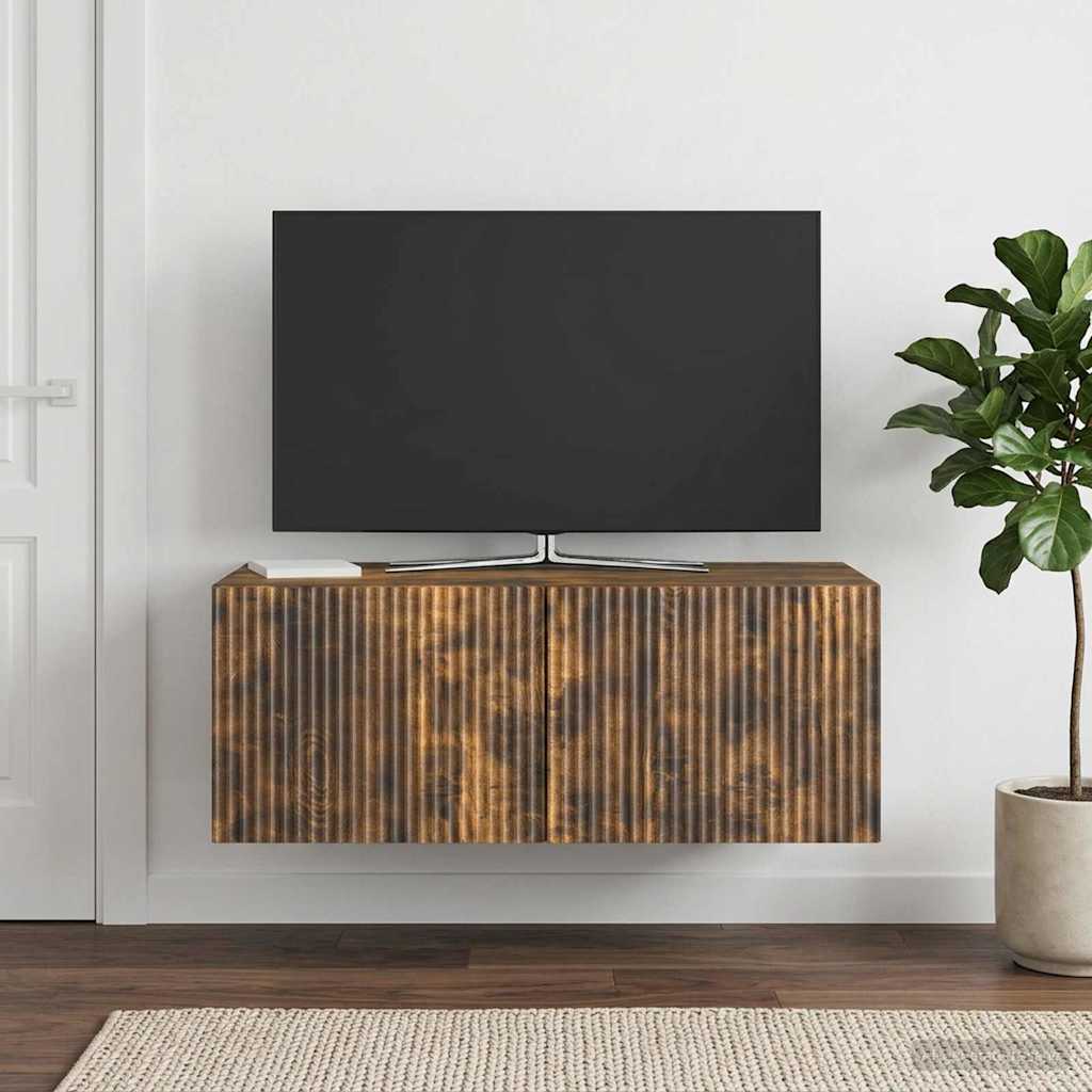 Væghængt TV-skab 78,5 x 41 x 30 cm Røget eg Konstrueret træ