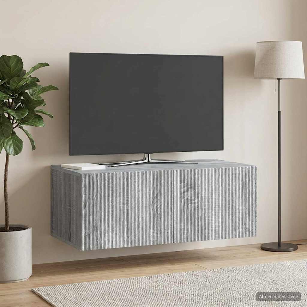 Væghængt TV-skab 78,5 x 41 x 30 cm Grå sonoma-eg