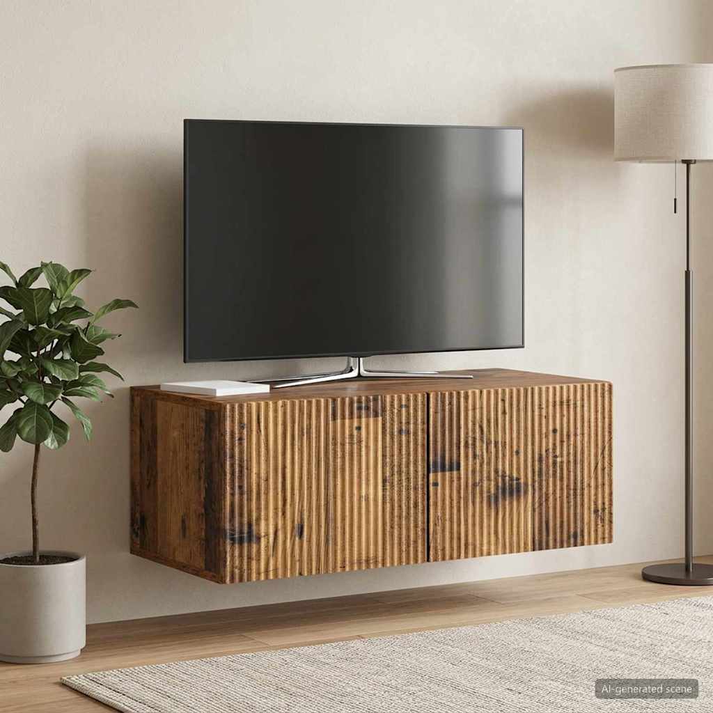Væghængt TV-skab 78,5 x 41 x 30 cm Gammelt træ Konstrueret træ