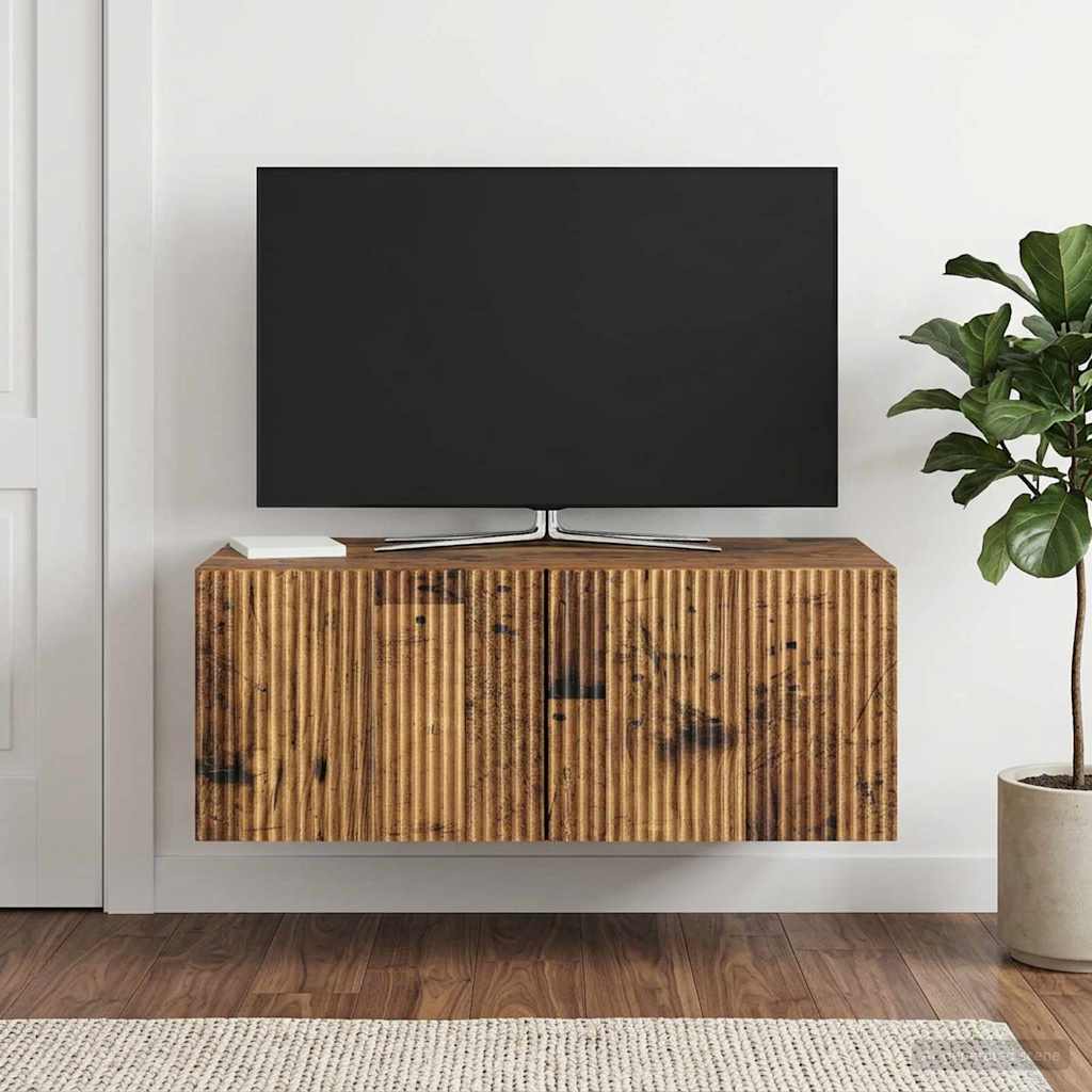 Væghængt TV-skab 78,5 x 41 x 30 cm Gammelt træ Konstrueret træ