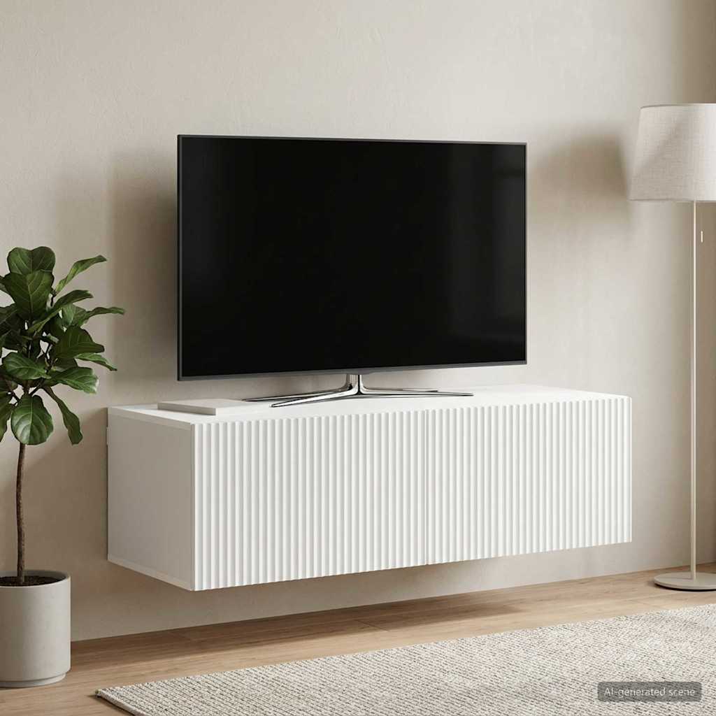 Væghængt TV-skab Hvid 98 x 41 x 30 cm Konstrueret træ