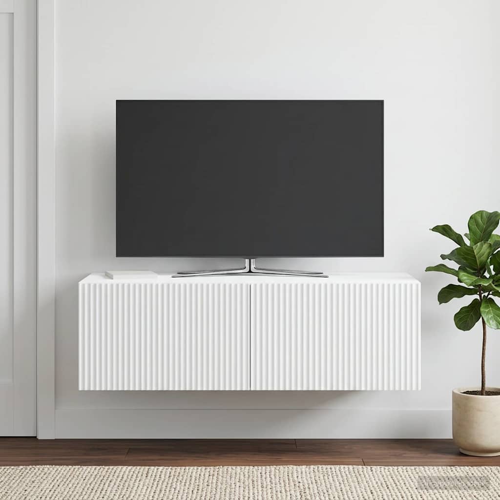 Væghængt TV-skab Hvid 98 x 41 x 30 cm Konstrueret træ