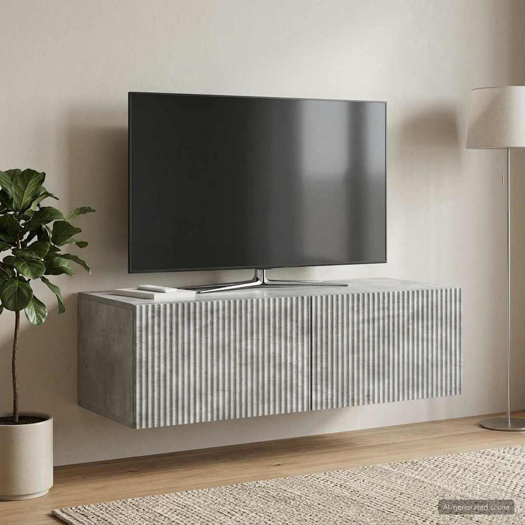 Væghængt TV-skab 98 x 41 x 30 cm Betongrå Konstrueret træ