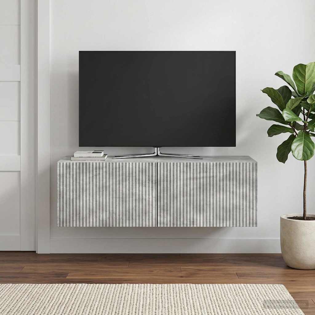 Væghængt TV-skab 98 x 41 x 30 cm Betongrå Konstrueret træ