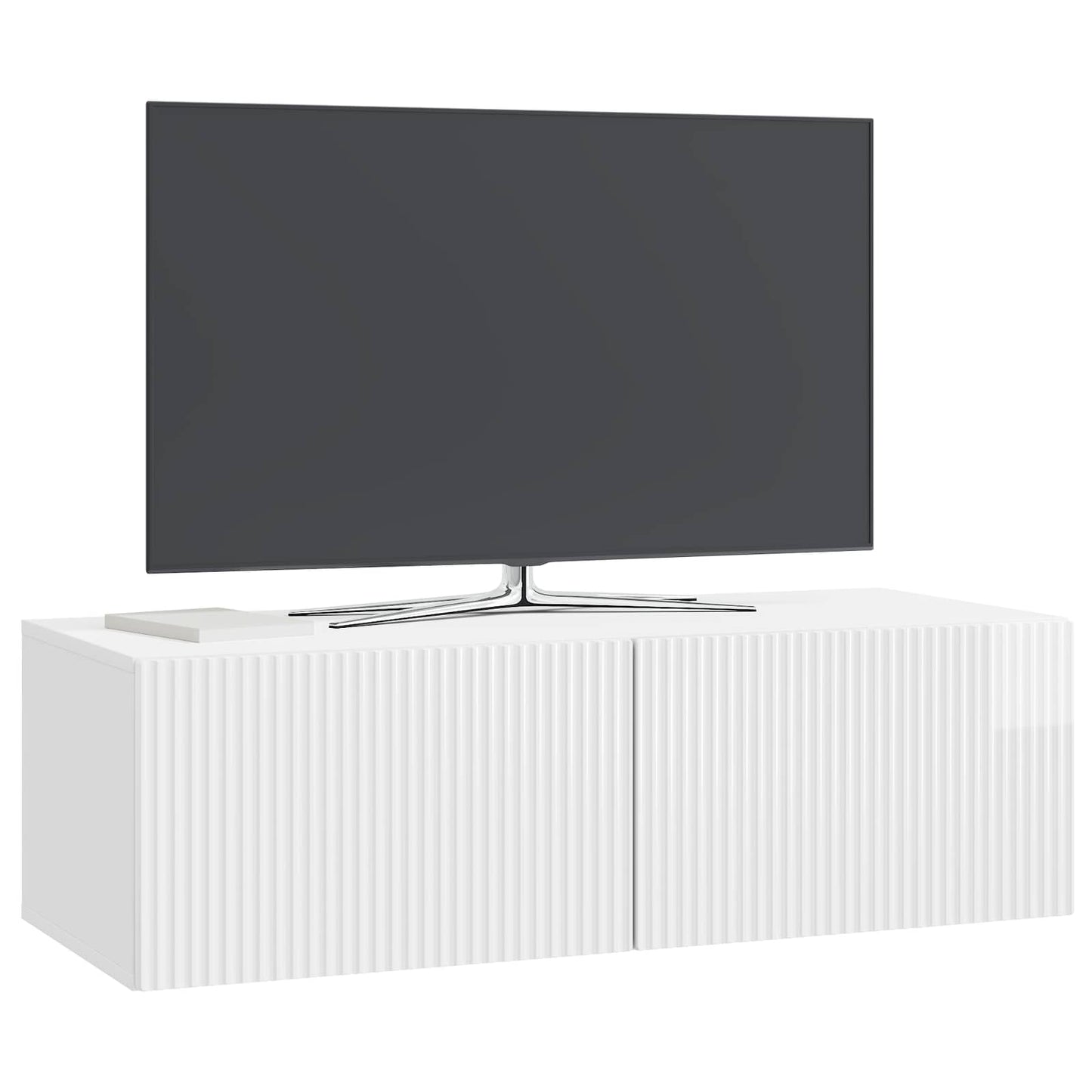 Væghængt TV-skab 98 x 41 x 30 cm Hvid højglans Konstrueret træ