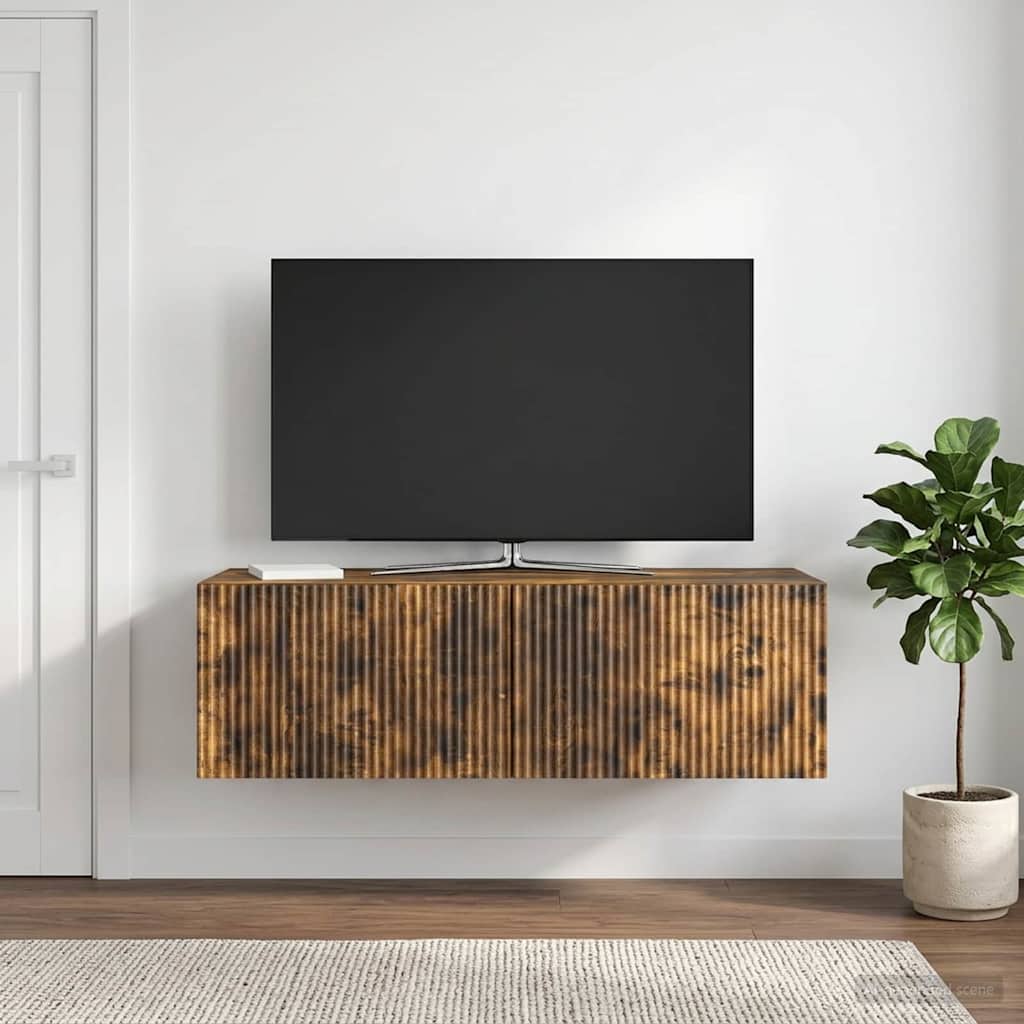 Væghængt TV-skab 98 x 41 x 30 cm Røget eg Konstrueret træ