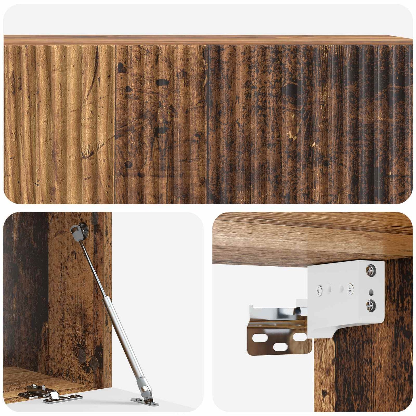 Væghængt TV-skab 98 x 41 x 30 cm Gammelt træ Konstrueret træ