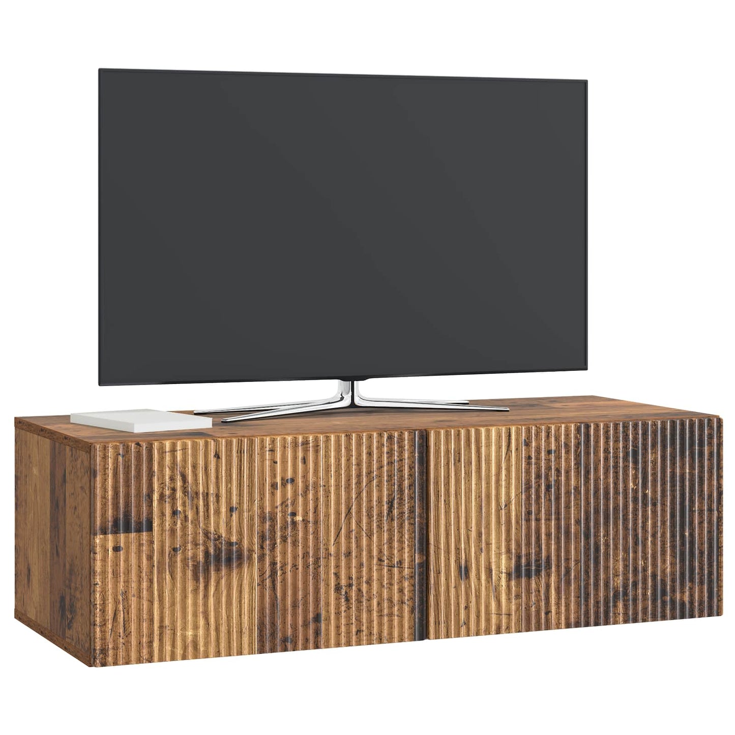 Væghængt TV-skab 98 x 41 x 30 cm Gammelt træ Konstrueret træ