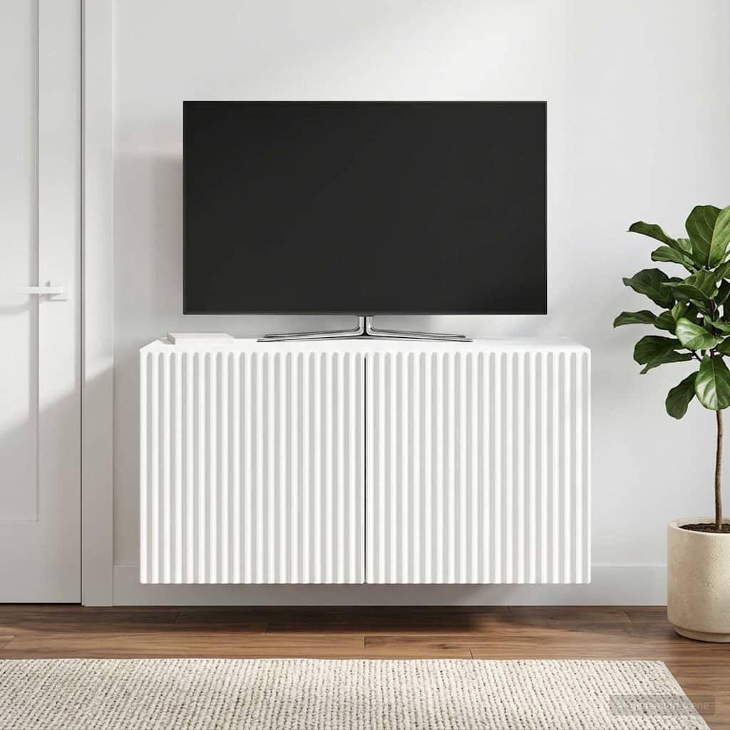 Væghængt TV-skab Hvid 59,5 x 31 x 30 cm Konstrueret træ