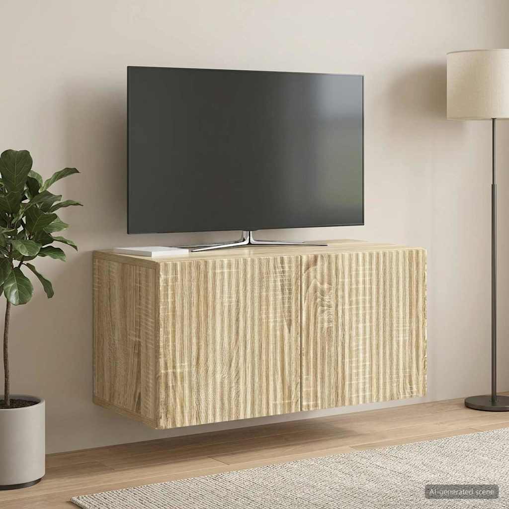 Væghængt TV-skab 59,5 x 31 x 30 cm Sonoma-eg Konstrueret træ