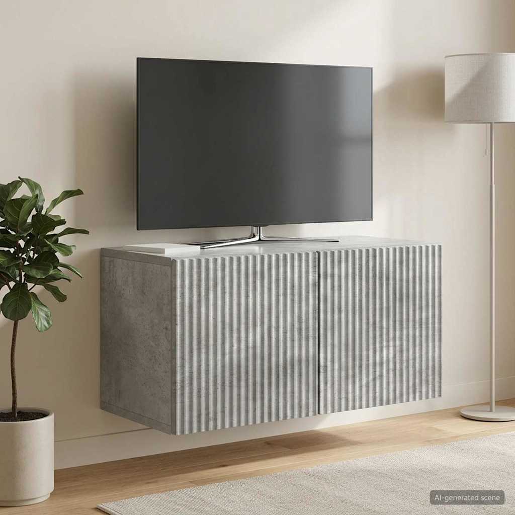 Væghængt TV-skab 59,5 x 31 x 30 cm Betongrå Konstrueret træ
