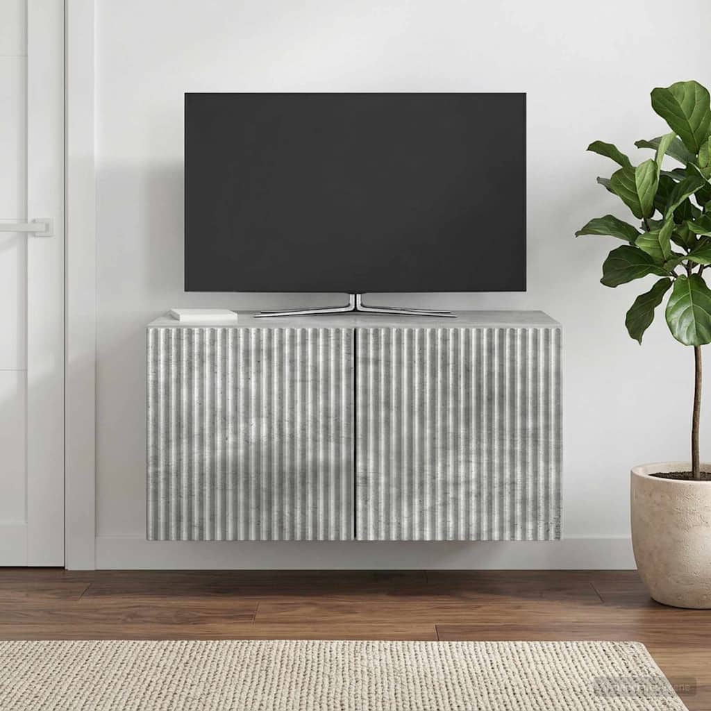 Væghængt TV-skab 59,5 x 31 x 30 cm Betongrå Konstrueret træ