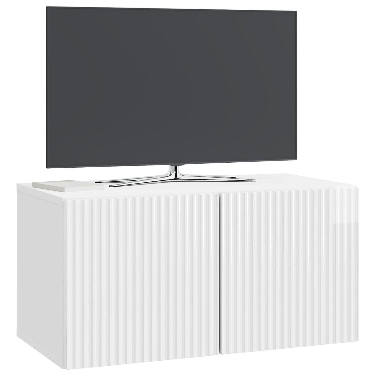 Væghængt TV-skab 59,5 x 31 x 30 cm Hvid højglans