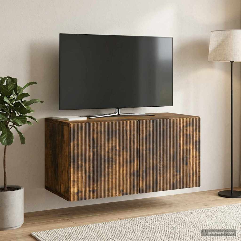 Væghængt TV-skab 59,5 x 31 x 30 cm Røget eg Konstrueret træ