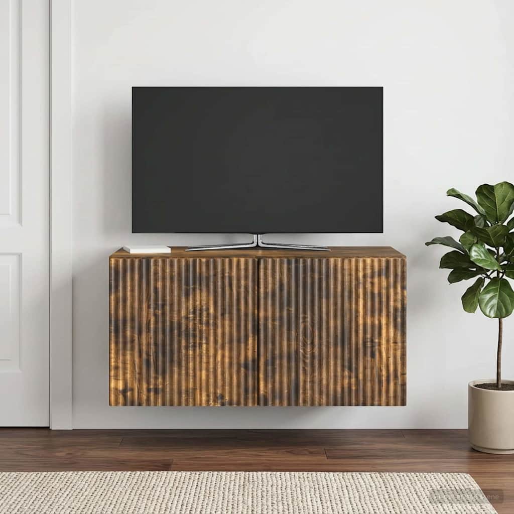 Væghængt TV-skab 59,5 x 31 x 30 cm Røget eg Konstrueret træ