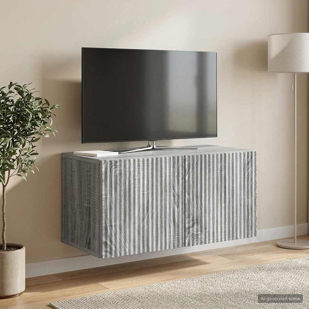 Væghængt TV-skab 59,5 x 31 x 30 cm Grå sonoma-eg