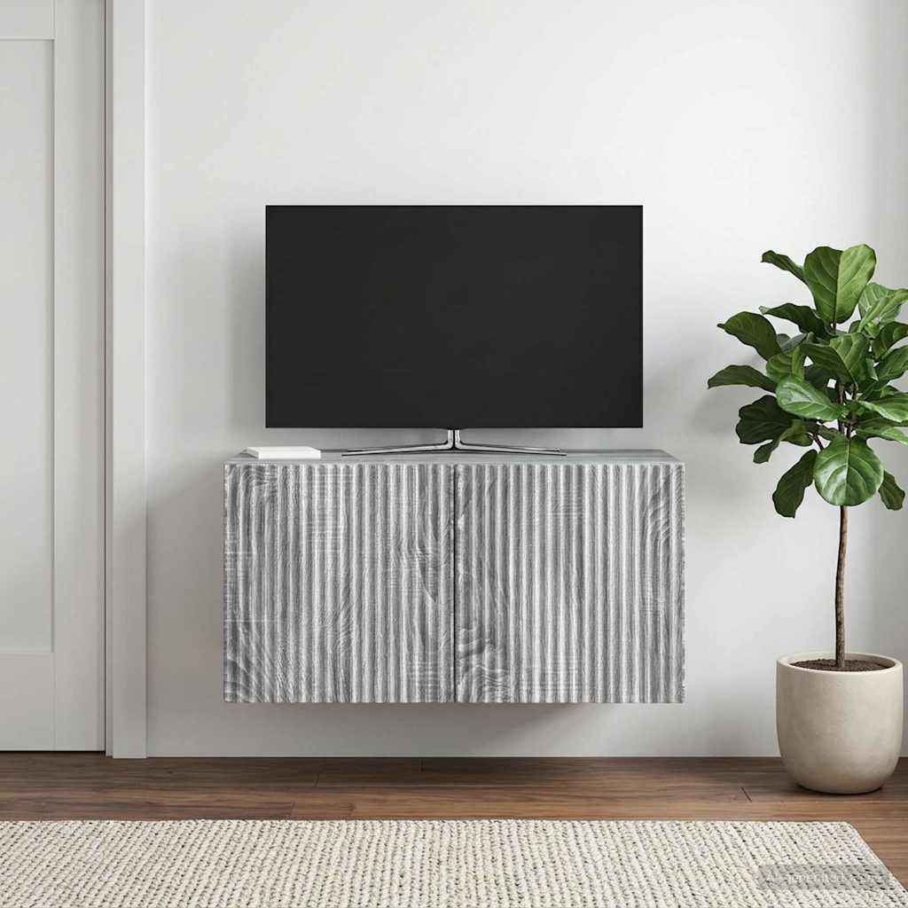 Væghængt TV-skab 59,5 x 31 x 30 cm Grå sonoma-eg